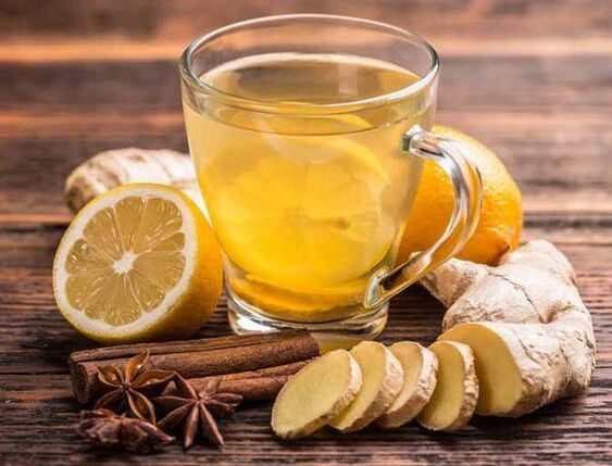 Teh dengan halia, lemon, kayu manis dan ulas untuk ereksi yang berkekalan